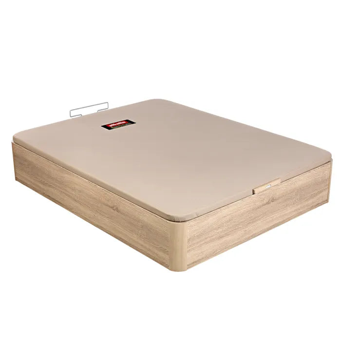 Opbergbed met opklapbare bodem in naturel houtkleur