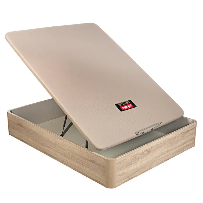 Opbergbed met opklapbare bodem in naturel houtkleur