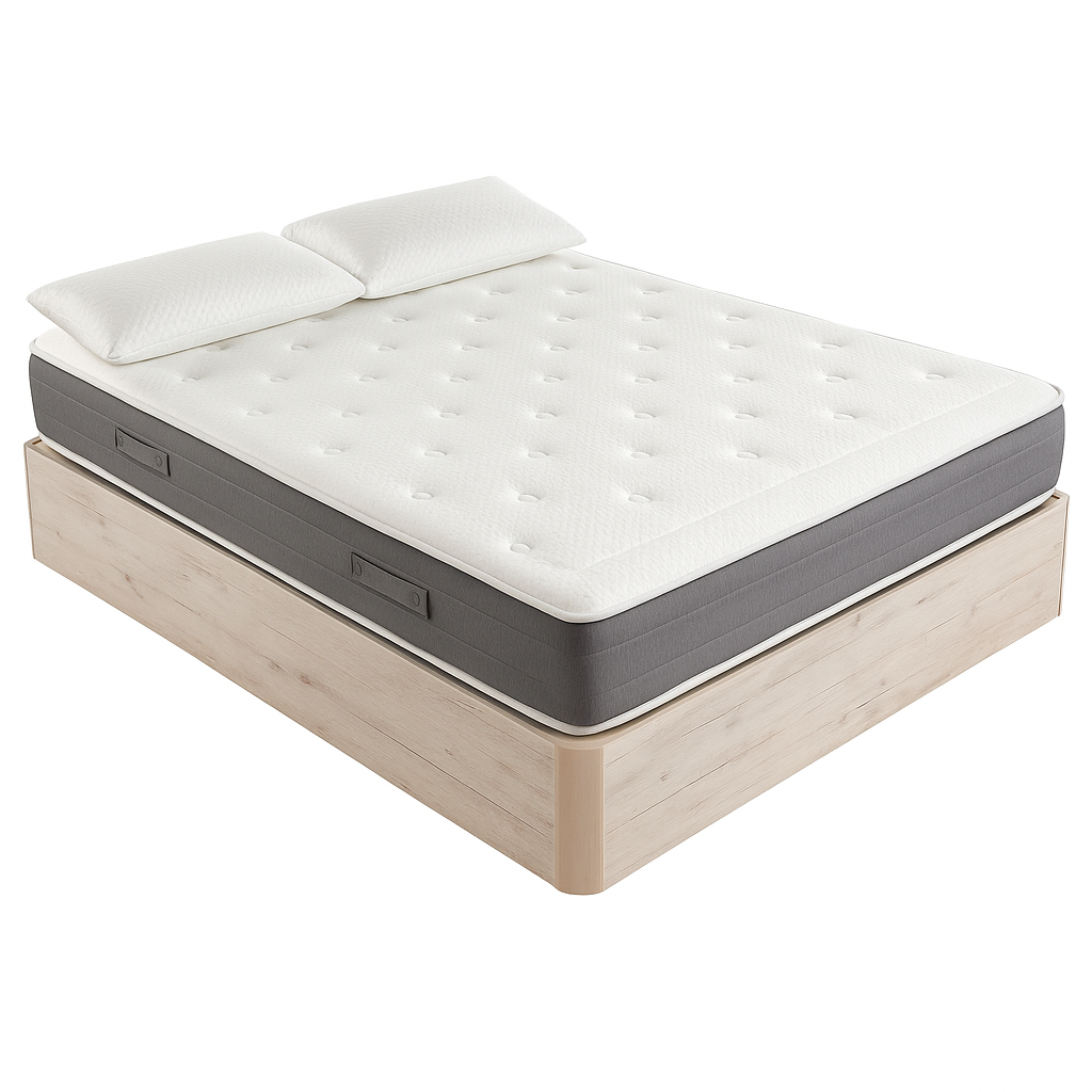 PACK Opbergbed in naturel houtkleur + Matrass